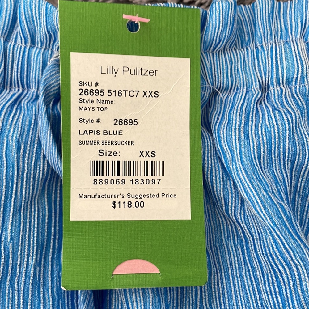 Lilly Pulitzer Maya top lapis blue summer seeksucker - Picture 4 of 4
